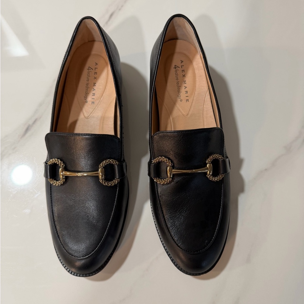 Alex Marie Academia Capsule Clean Girl  Sz 9 Minimalist Black Leather Loafers - Picture 3 of 9